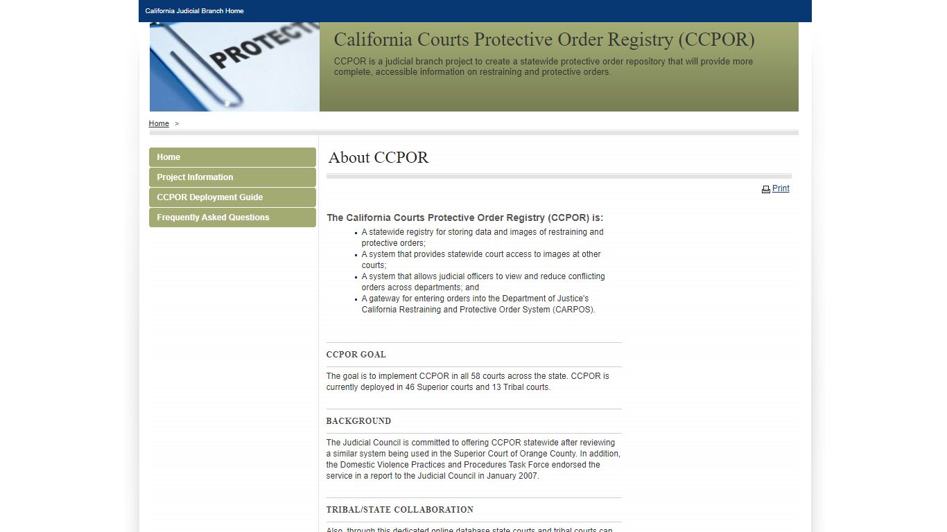 About CCPOR - California